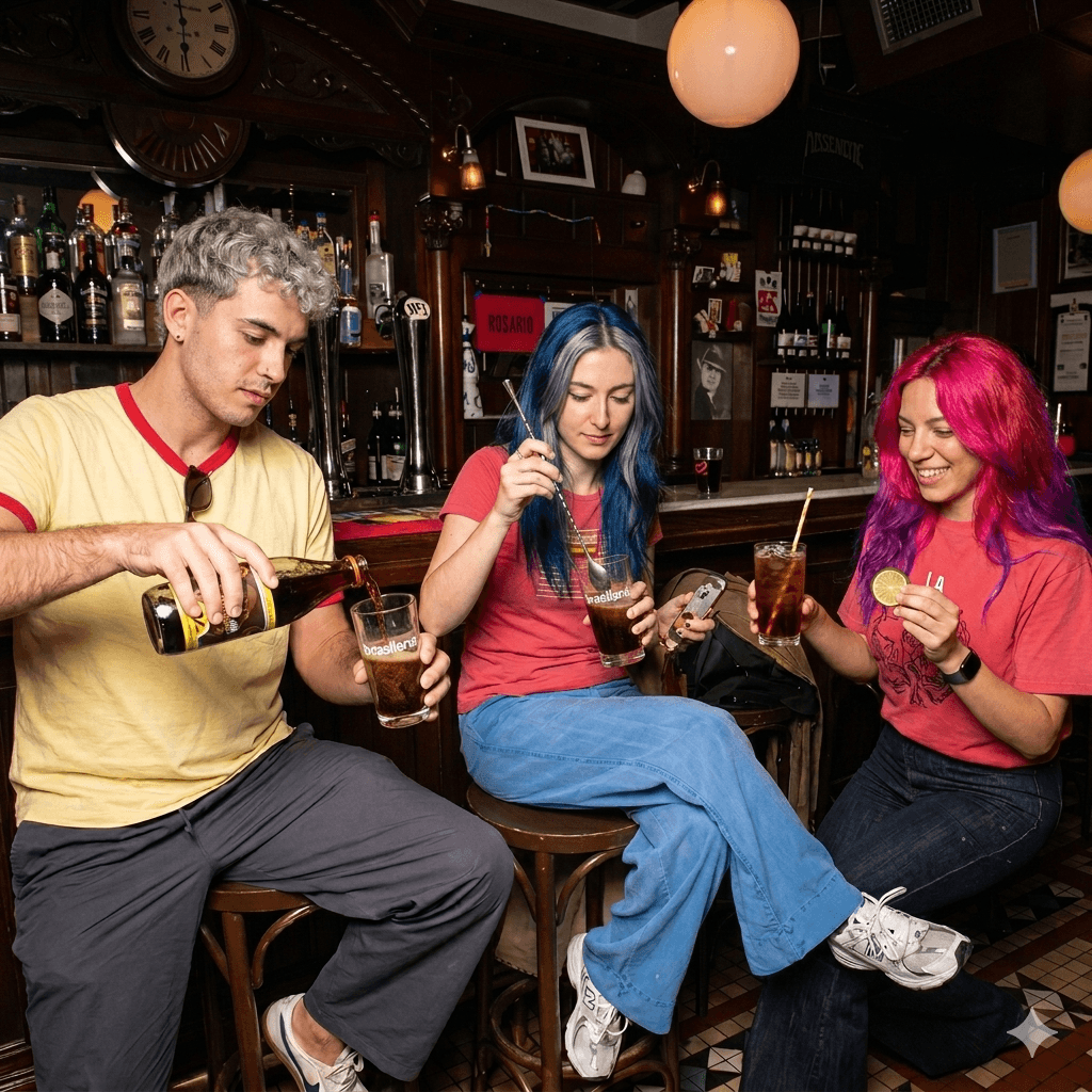 Amici al bar versano una Brasilena